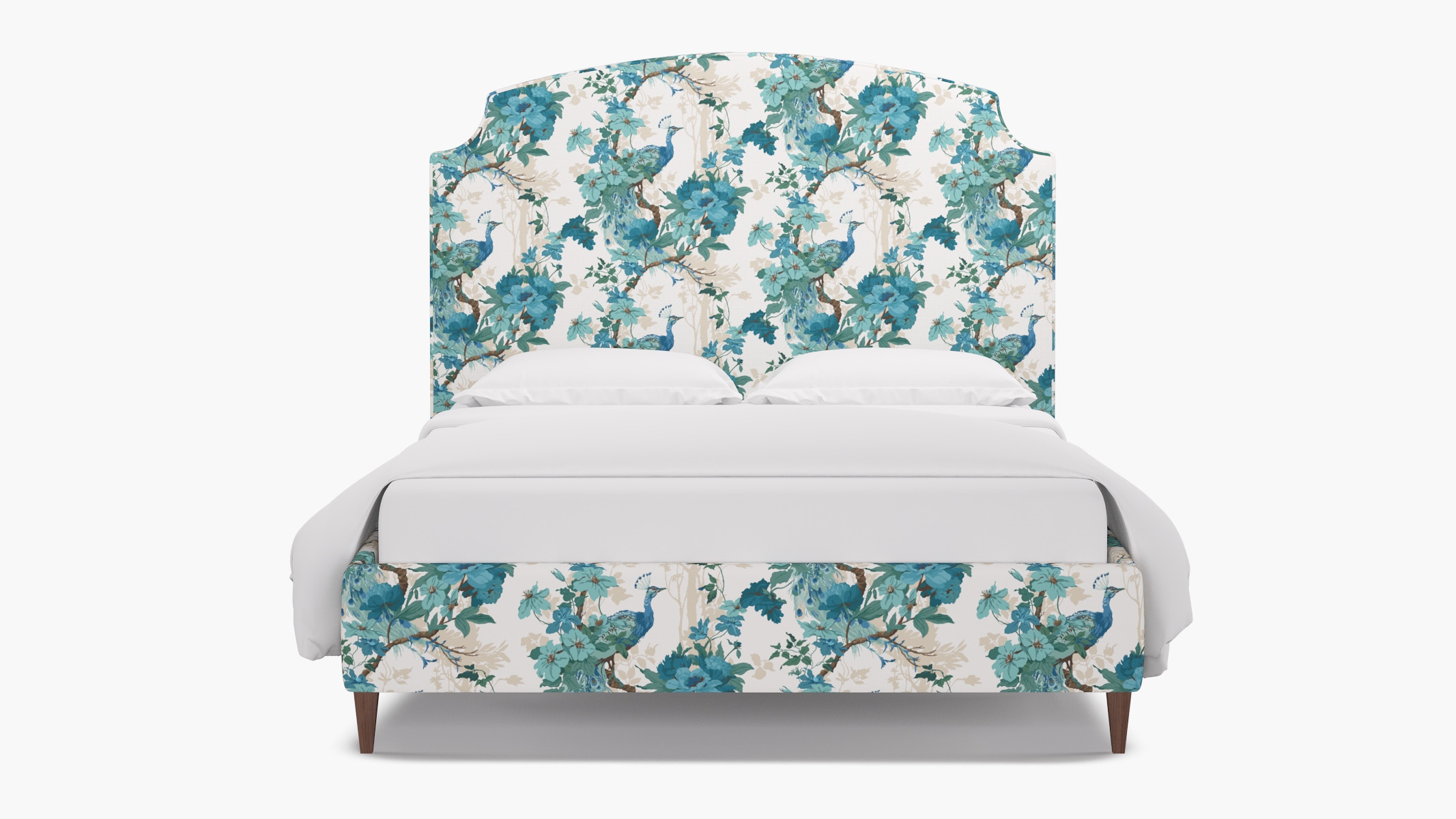 Cove Bed, Turquoise Peacock Park, Walnut Square Tapered Leg, Twin - Image 0