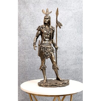 Hille Indian Tribal Chief 3 Feathers Eagle Warrior with Spear Scout Bird Figurine - Image 0