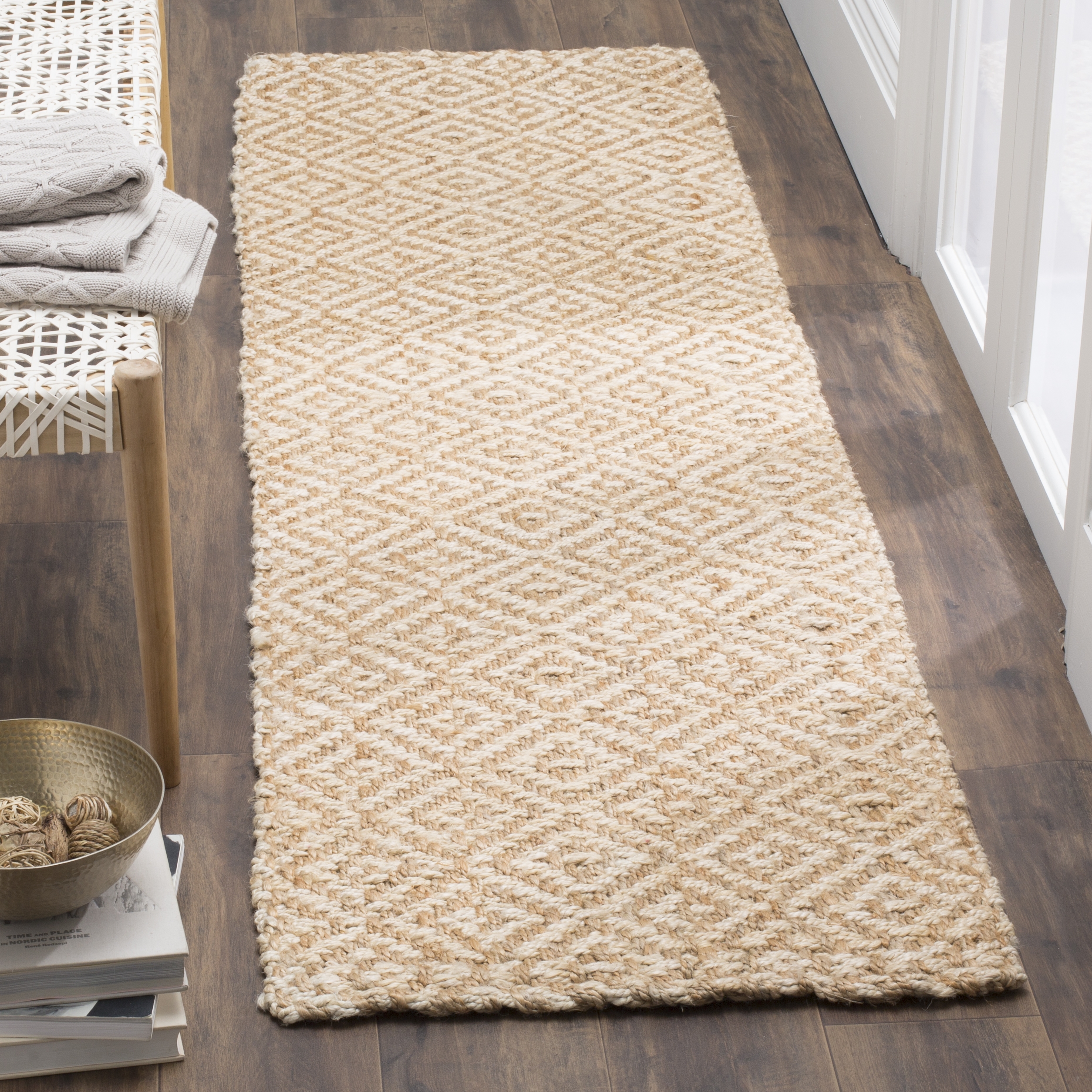 Arlo Home Hand Woven Area Rug, NF261A, Ivory/Natural,  2' 3" X 10' - Image 1