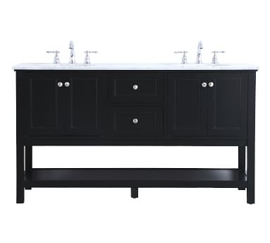 Taryn Double Sink Vanity, 4 Door, 2 Drawer, Black, 60" - Image 5