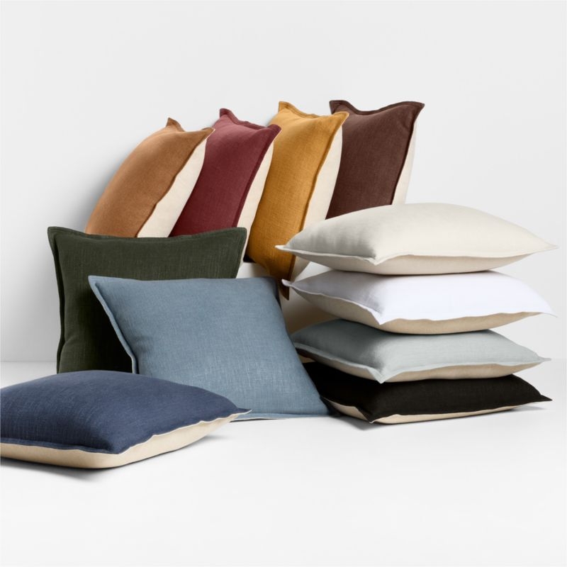 Moroccan Ocher 20x20 Organic Laundered Linen Throw Pillow with Down-Alternative Insert - Image 1
