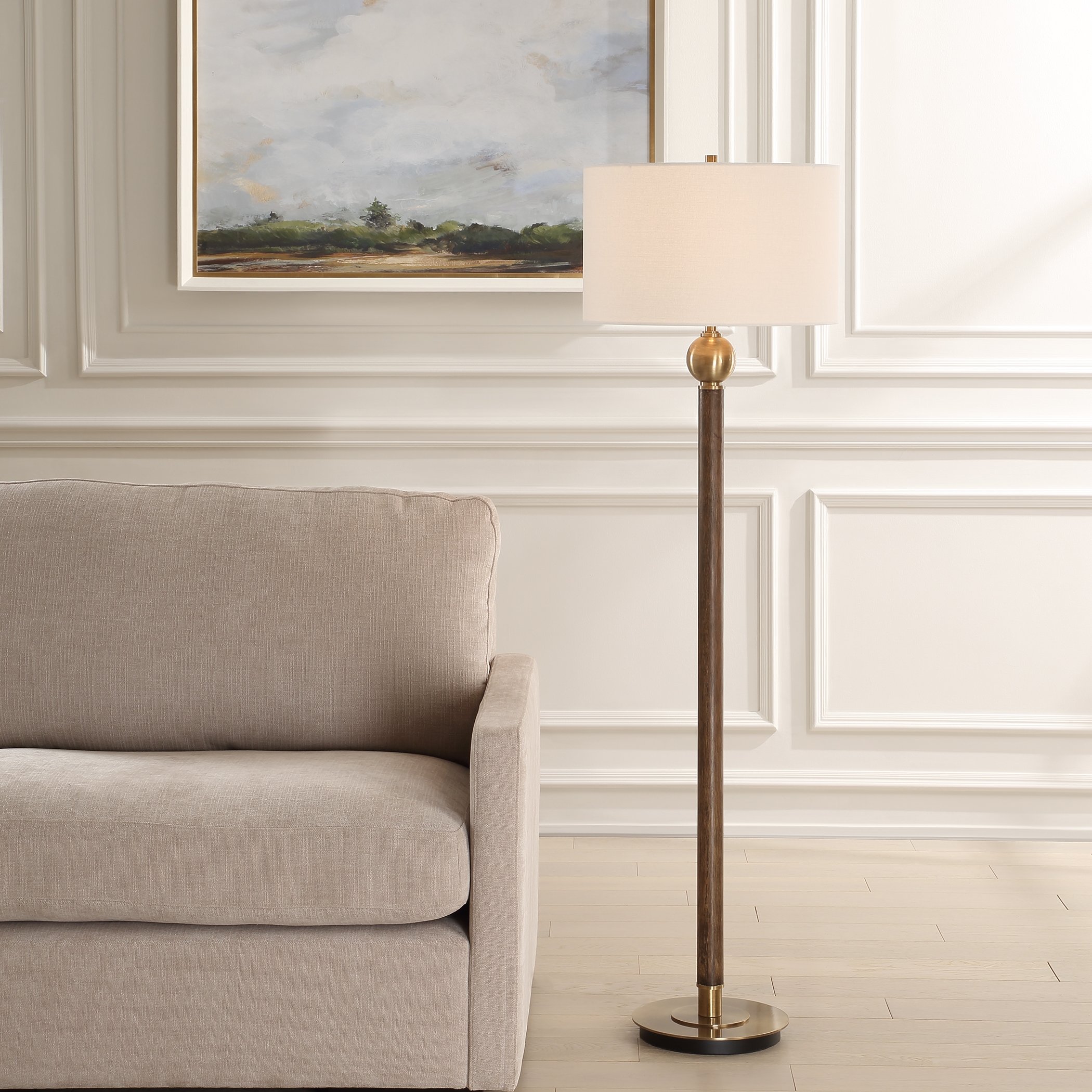 Keros Dark Oak Floor Lamp - Image 1