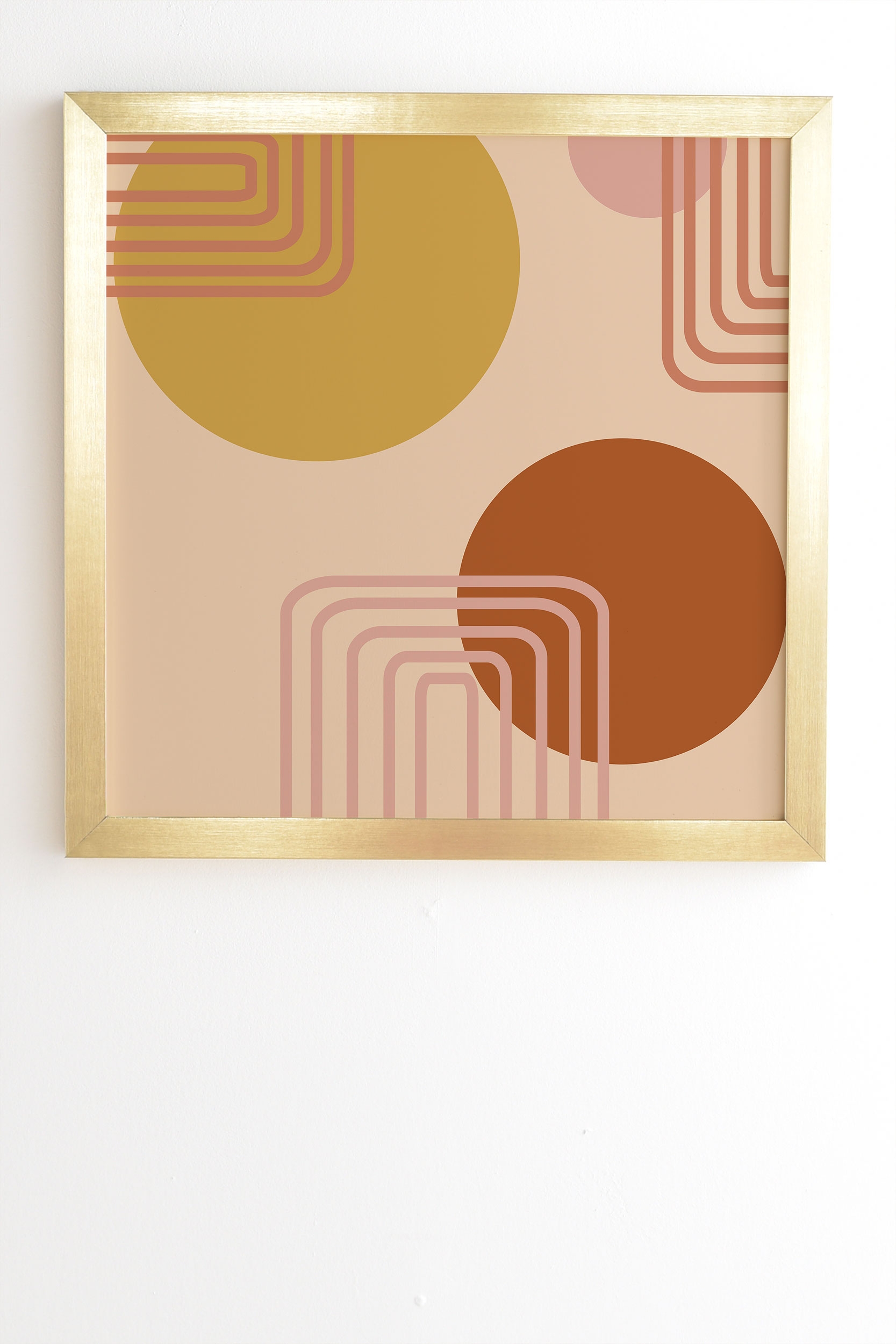 Modern Desert Abstract Shapes by June Journal - Framed Wall Art Basic Gold 20" x 20" - Image 1