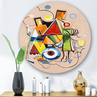 Colored Geometric Abstract Compositions I - Modern Metal Circle Wall Art - Image 0