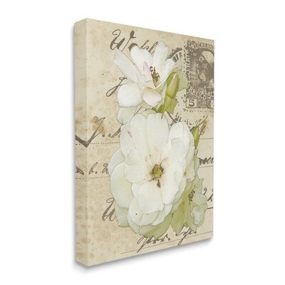 White Country Florals Over Vintage Postal Card - Image 0