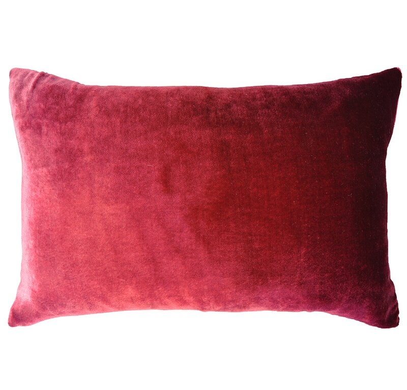 Kevin O'Brien Studio Velvet Throw Pillow Color: Raspberry, Size: 14" x 20" - Image 0