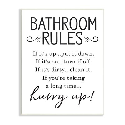 Minimal Bathroom Rules Sign Hurry Up Humor - Image 0