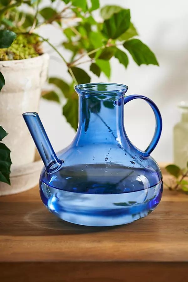 Addie Glass Watering Can, Blue - Image 0