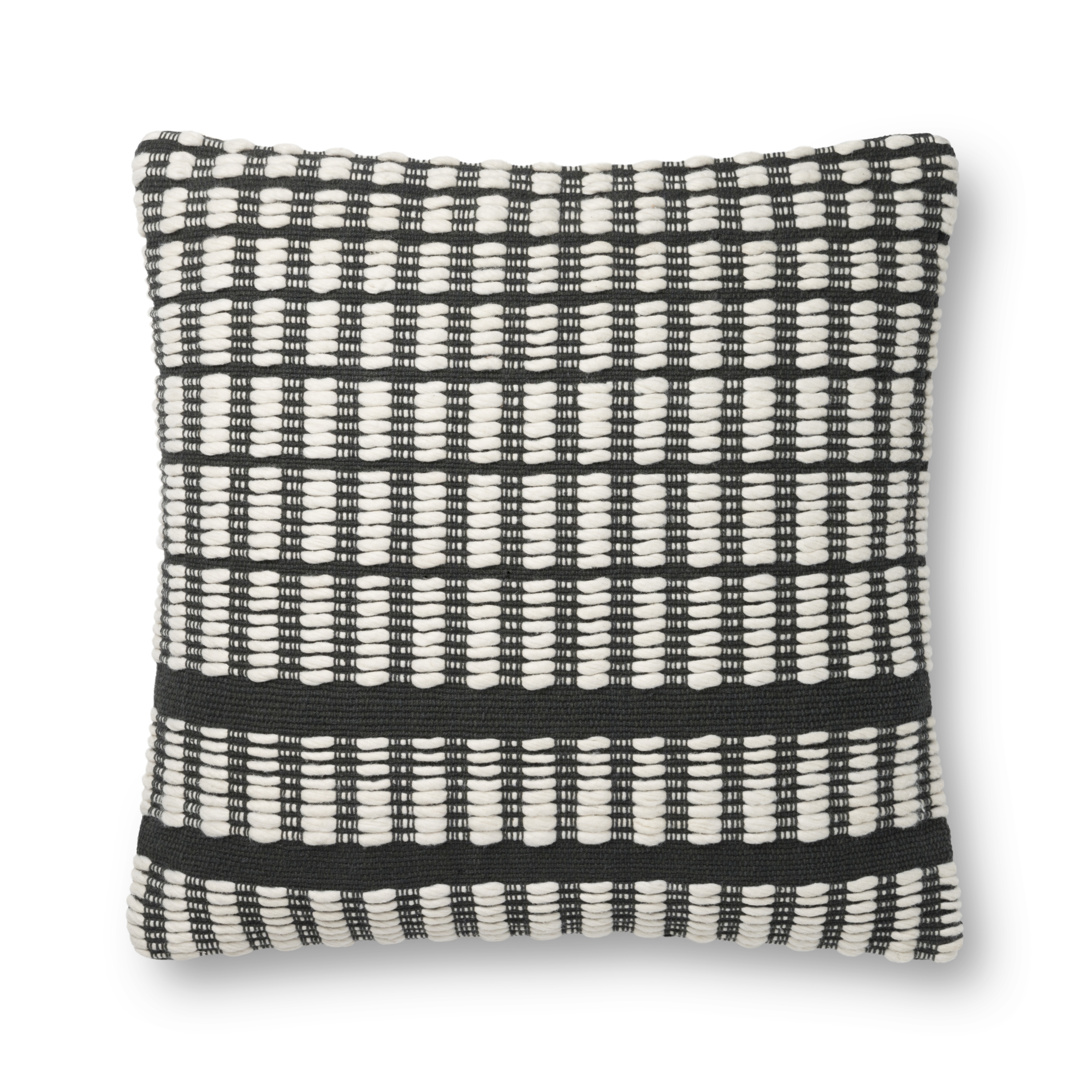Magnolia Home by Joanna Gaines x Loloi Pillows P1119 Black / Ivory 22" x 22" Cover Only - Image 0