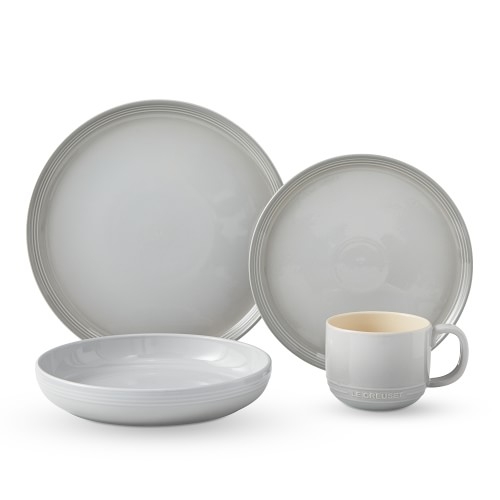 Le Creuset San Francisco Coupe 16-Piece Dinnerware Set with Pasta Bowl, French Grey - Image 0