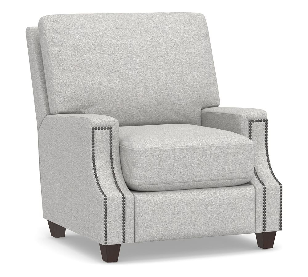 James Square Arm Upholstered Recliner, Down Blend Wrapped Cushions, Park Weave Ash - Image 0