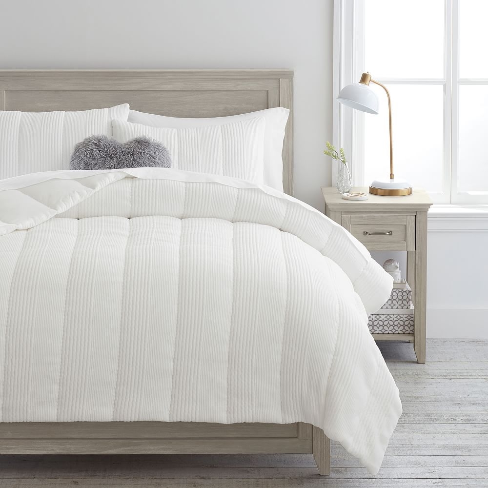 West Elm Cloud Jersey Comforter, Full/Queen & 2 Standard Shams, White - Image 0