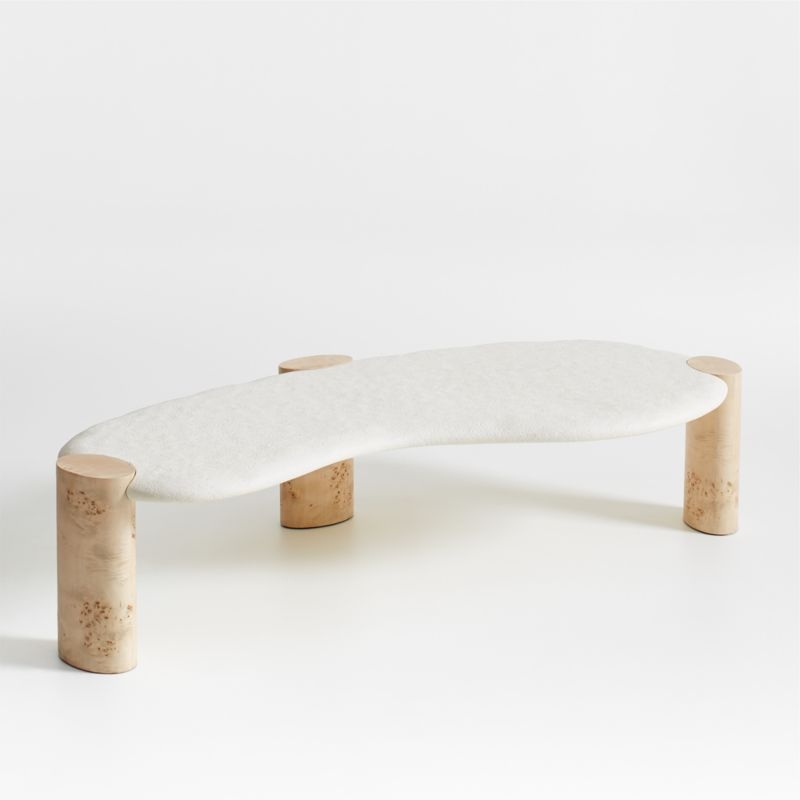 Sassolino Concrete and Burl Wood 68" Coffee Table by Athena Calderone - Image 7