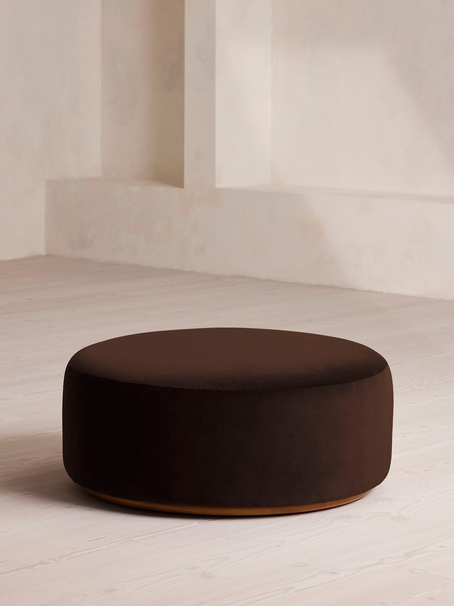 Aline Ottoman, Velvet, Chocolate, US - Image 0