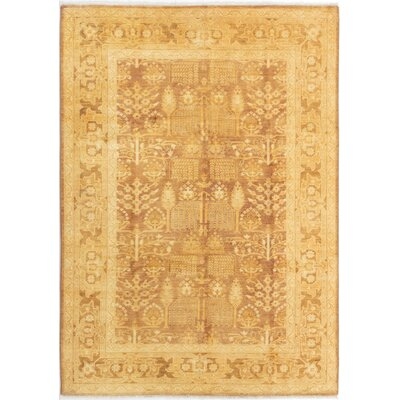 One-of-a-Kind Othin Hand-Knotted 2010s Ushak Beige 6'3" x 8'10" Wool Area Rug - Image 0