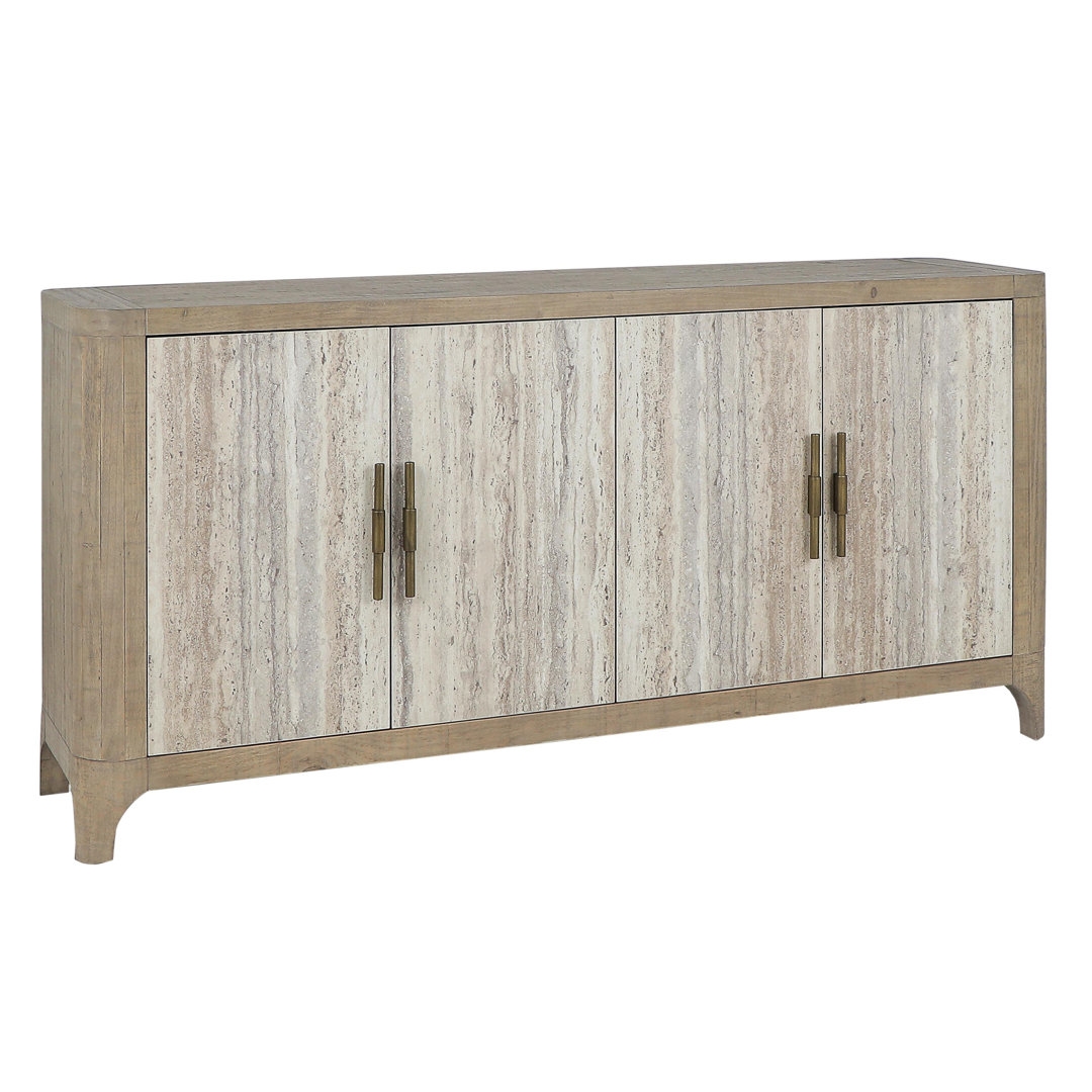 Classic Home Alpine 72"" Transitional Concrete And Wood Sideboard Buffet In Natural Tone - Image 0