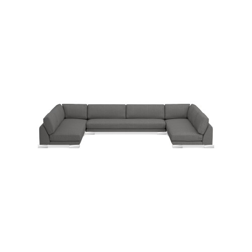 Yountville 5-Piece U-Shape Armless Sofa, Down Cushion, Perennials Performance Melange Weave, Grey, Metal Leg - Image 0