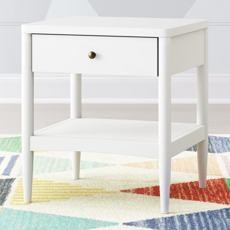 Set of 2 Hampshire White Wood Kids Nightstand with Drawer - Image 8