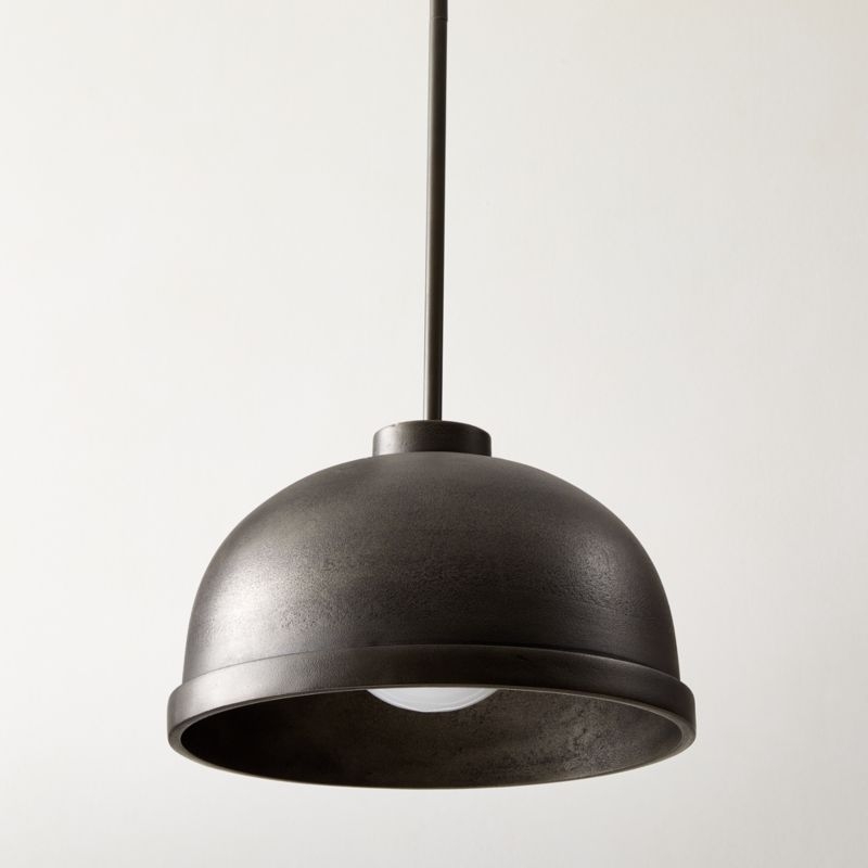 Capitola Indoor/Outdoor Black Cast Aluminum Dome Pendant Light - Image 4