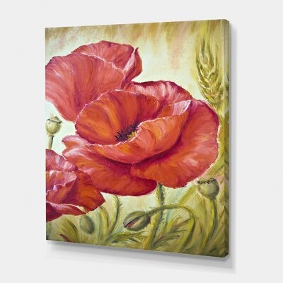 Blossoming Poppies In Wheat Fields I - Traditional Canvas Wall Art Print - Image 0