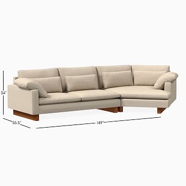 Harmony Sectional Set 48: Right Arm 2.5 Seater Sofa, Left Arm Cozy Corner, Down Blend, Performance Washed Canvas, White, Dark Walnut - Image 3