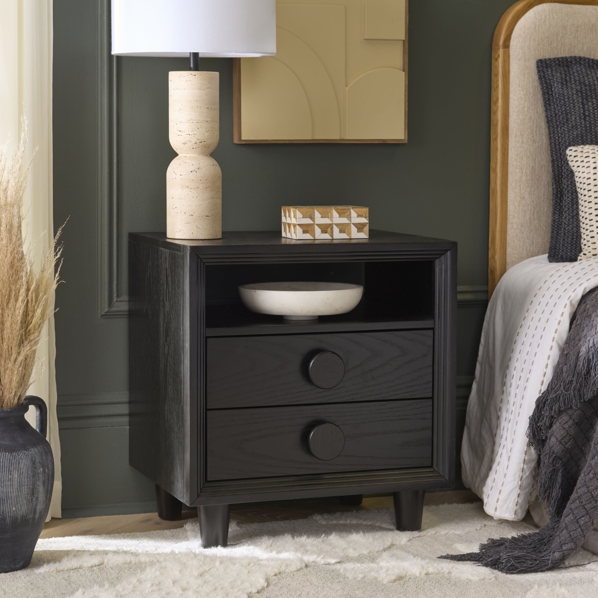 Akanksha 2 Drawer Nightstand - Black - Safavieh - Image 1