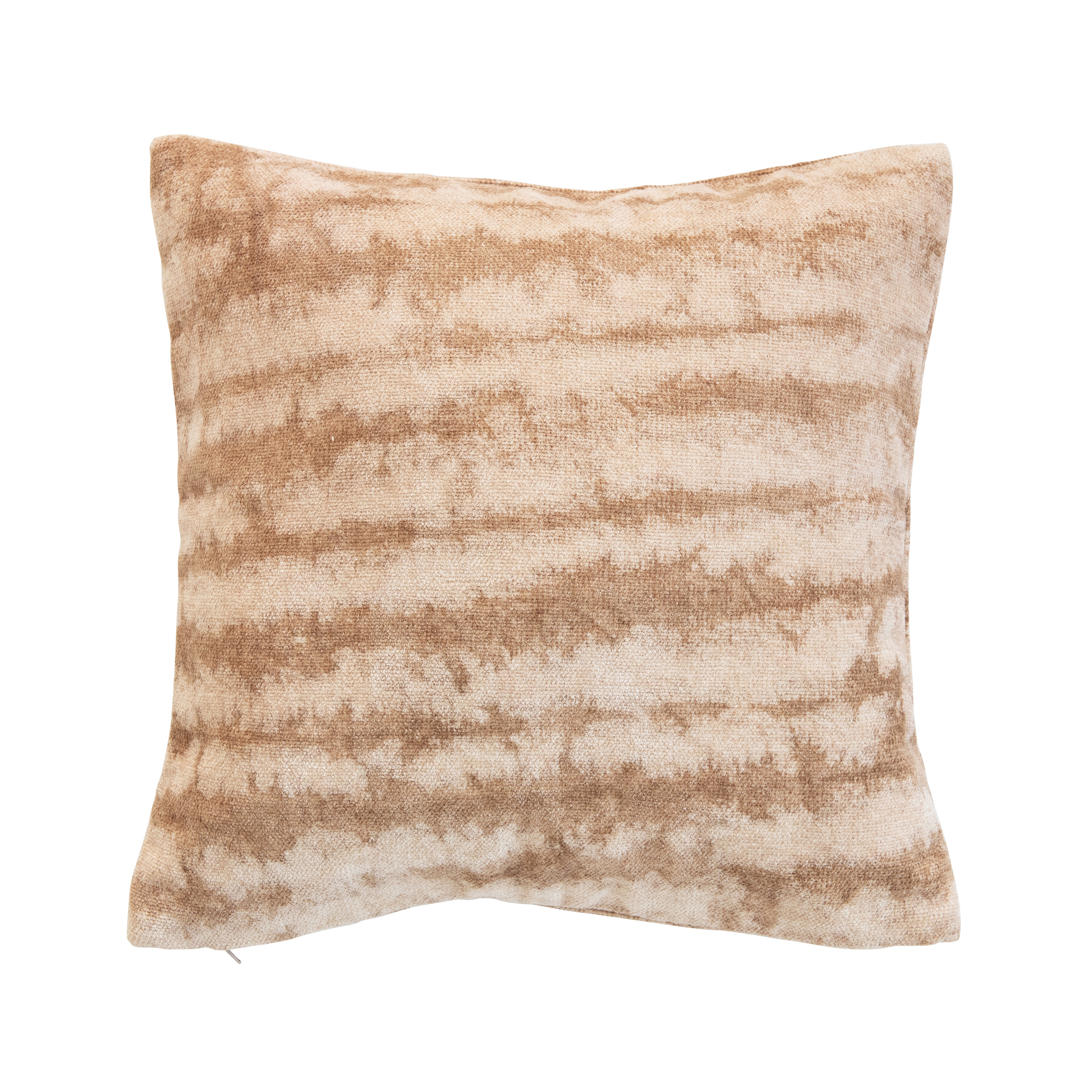 Cotton Blend Tie-Dyed Pillow, Brown & Beige, 18" x 18" - Image 0