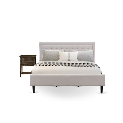 Amleto Solid Wood Upholstered Platform 2 Piece Bedroom Set - Image 0