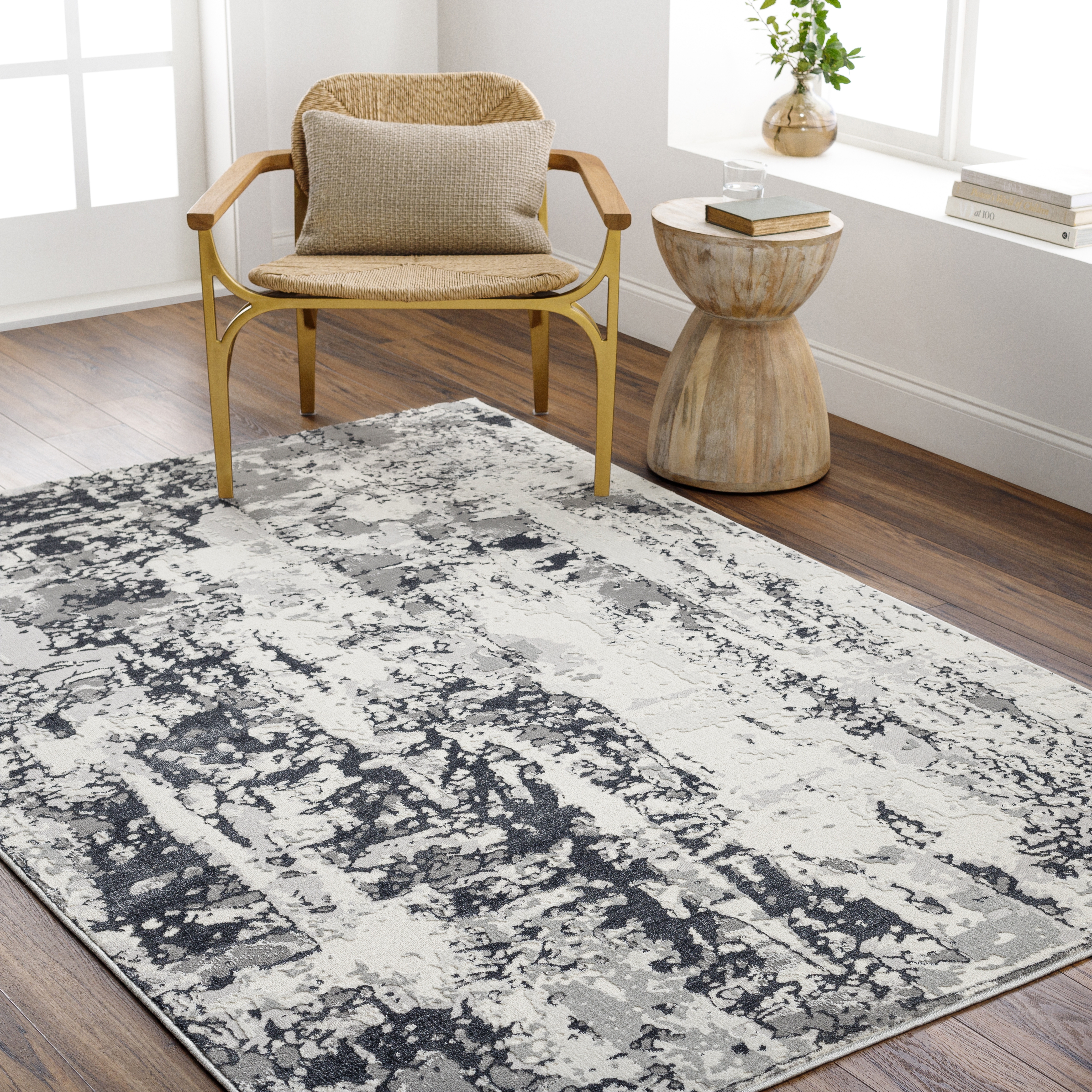 Sunrise Gray Indoor 7'10" x 10' Machine Woven Rug - Image 1