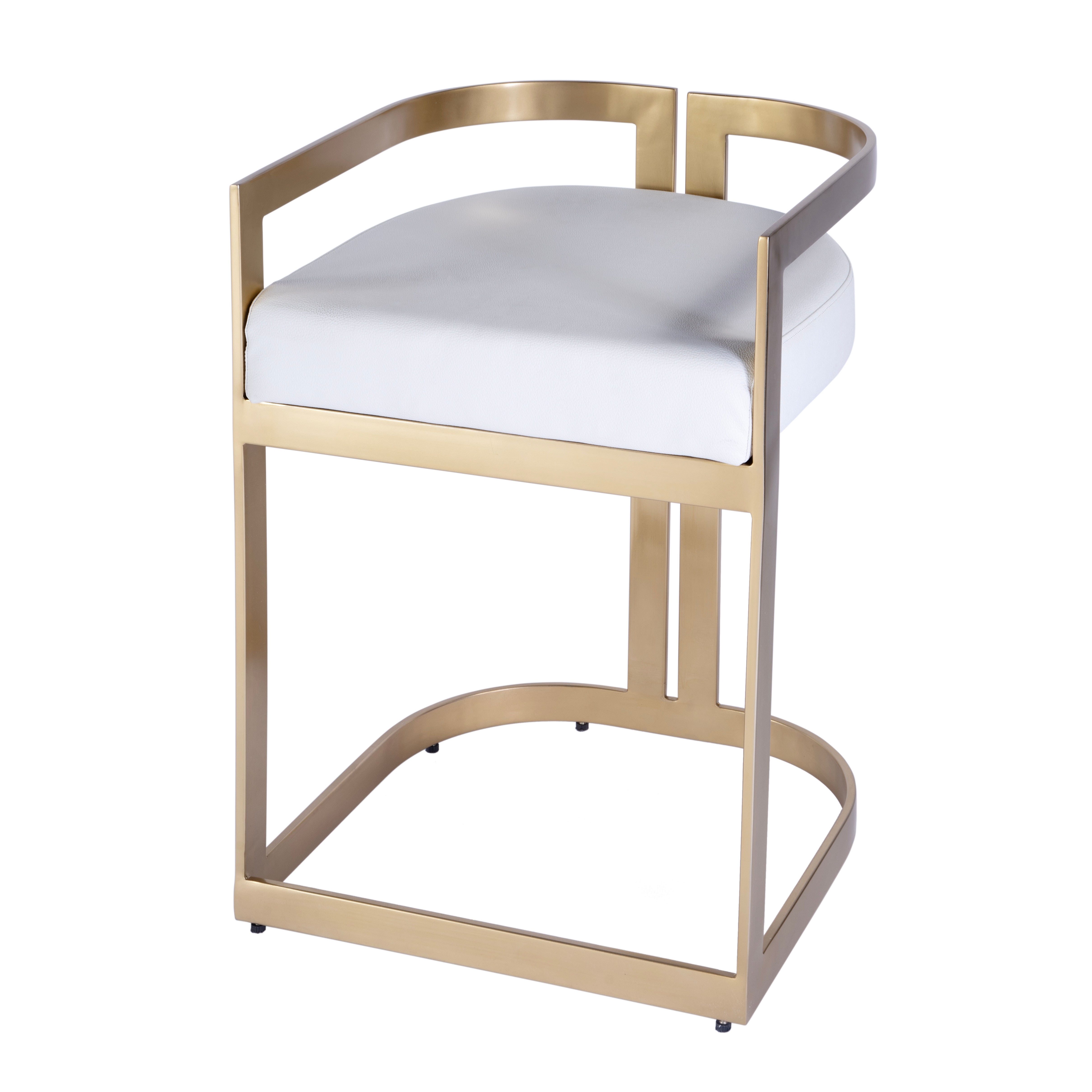 Clarence Polished Gold Dining Stool - Image 0