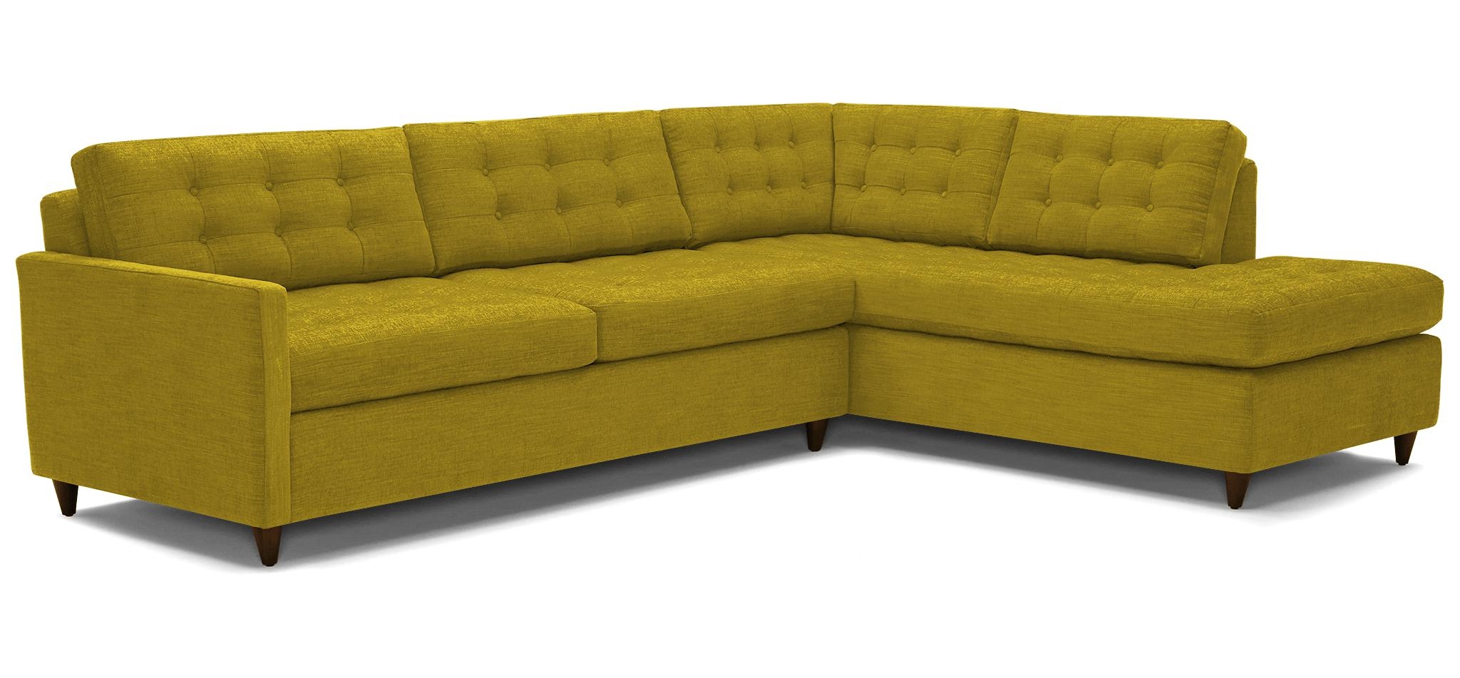 Yellow Eliot Mid Century Modern Bumper Sleeper Sectional - Bloke Goldenrod - Mocha - Right  - Image 1
