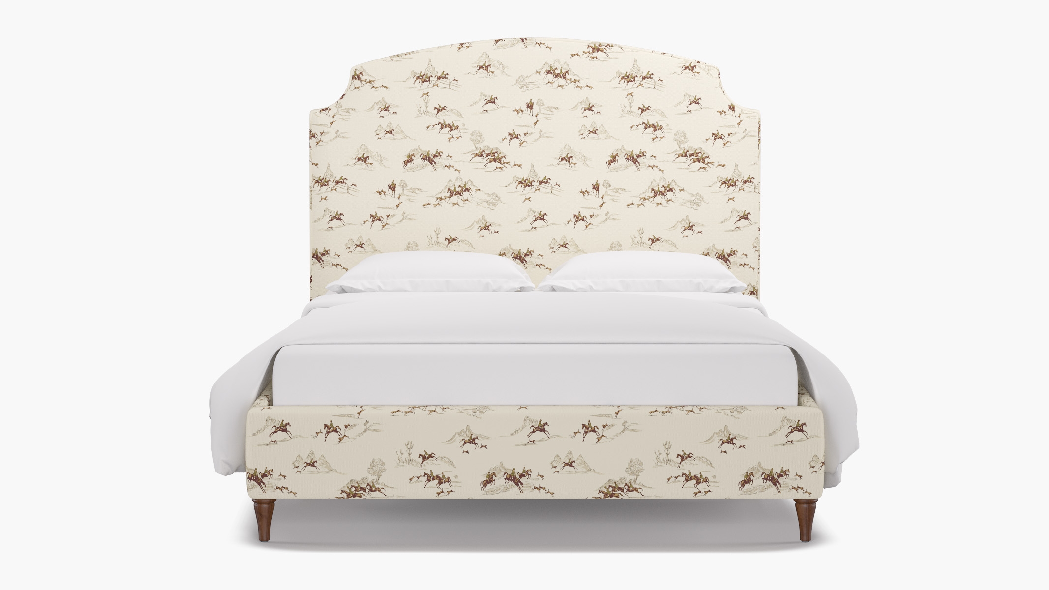 Cove Bed, Green Cotswold Hunt, Walnut Decorative Tapered Leg, Twin - Image 0