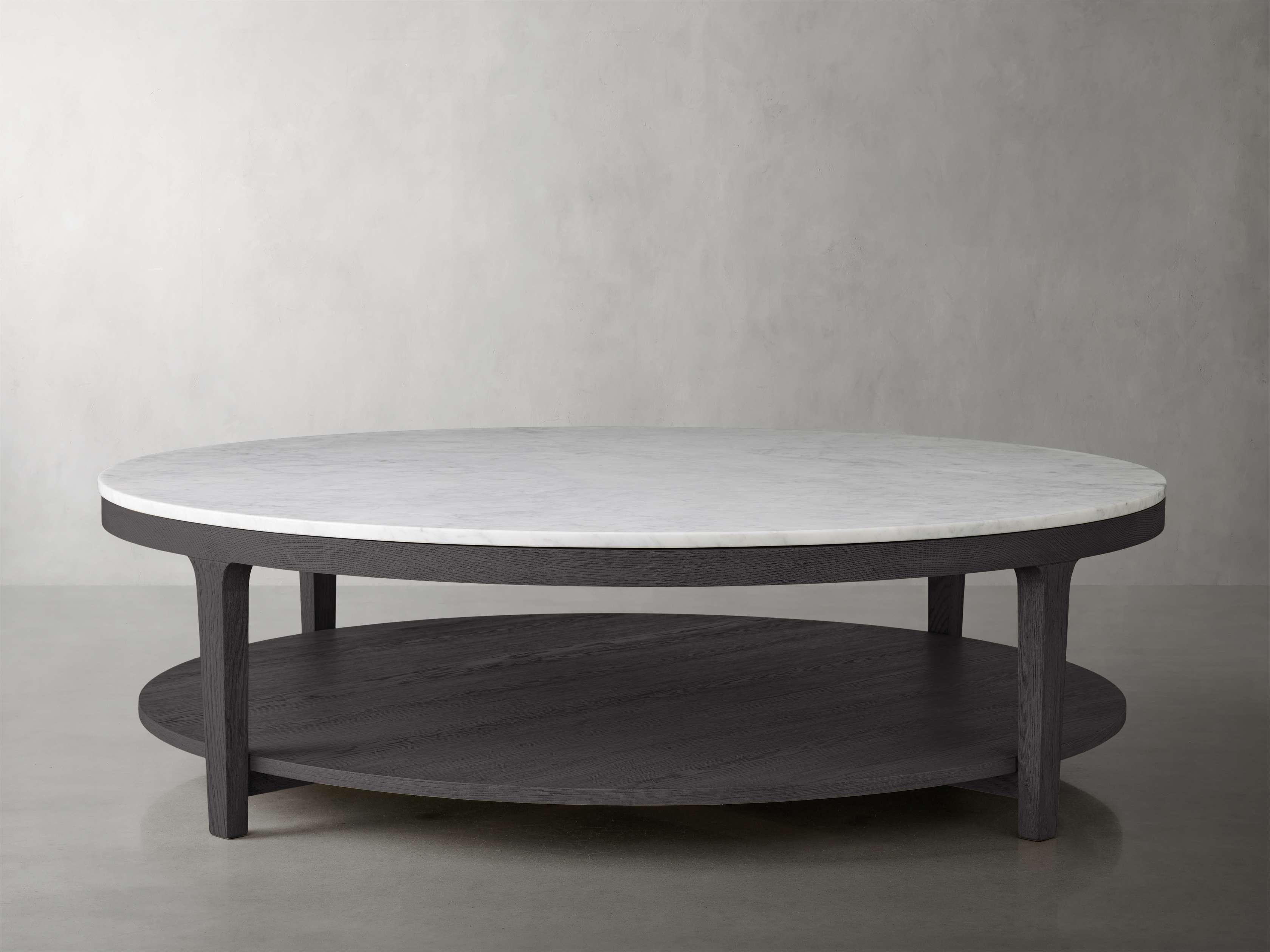 Danny Round Coffee Table in Stone White  Ebony/Carrara 42" - Image 0
