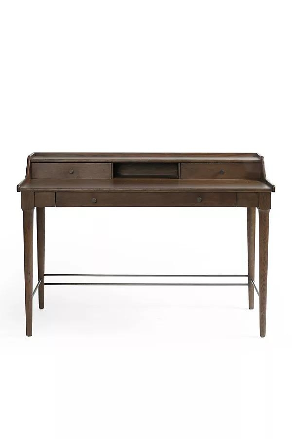 Moreau Oak Three-Drawer Writing Desk - Image 0