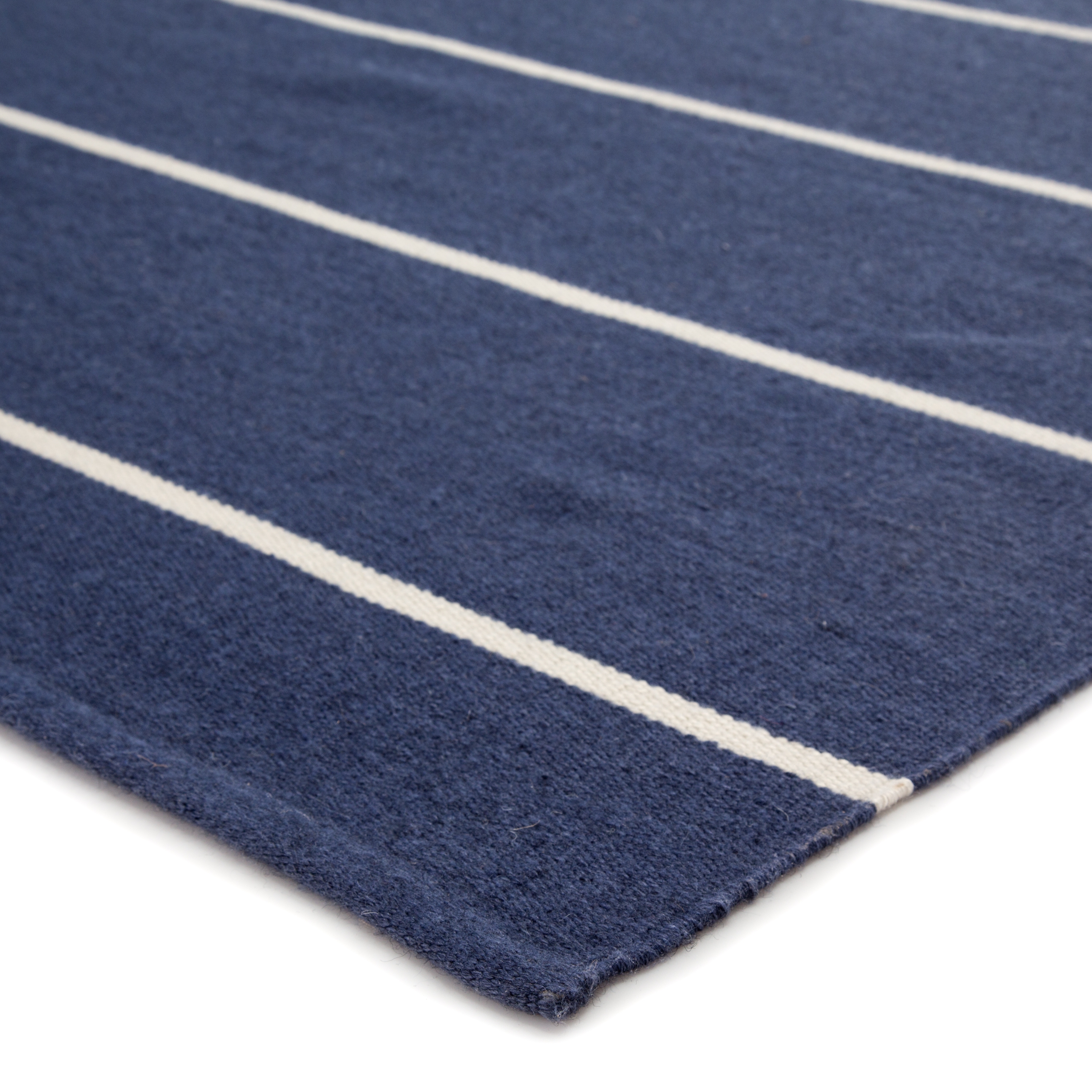 Corbina Indoor/ Outdoor Stripe Dark Blue/ Ivory Area Rug (8'10"X11'9") - Image 1