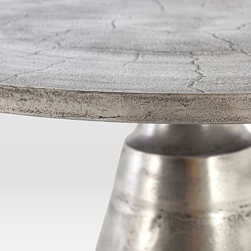 Pedestal 40.75" Outdoor Round Bistro Table, Raw Antique Nickel - Image 2
