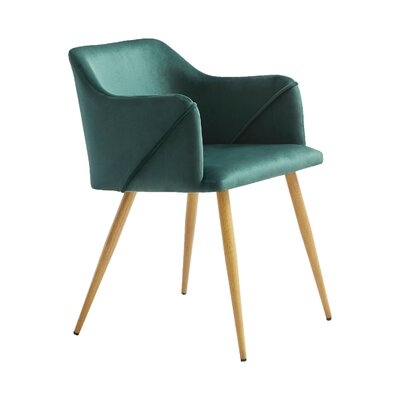 Meagan Velvet Upholstered Arm Chair in Dark Green - Image 0