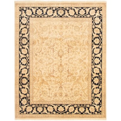 One-of-a-Kind Gregory Hand-Knotted 2010s Ushak Black/Beige 8'1" x 10'6" Wool Area Rug - Image 0