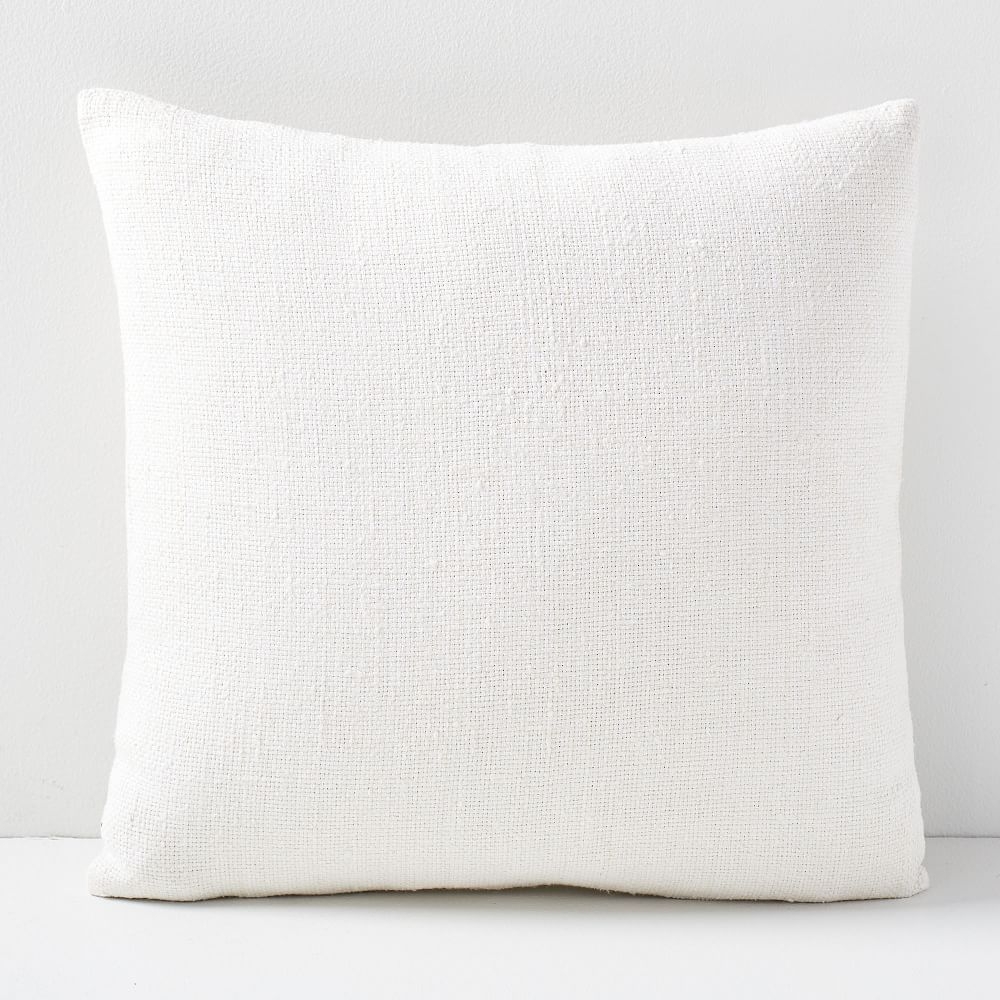 Silk Hand-Loomed Pillow Cover, 20"x20", White - Image 0