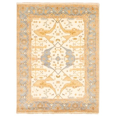 One-of-a-Kind Hand-Knotted New Age 9' x 11'11" Wool Area Rug in Cream/Light Blue - Image 0