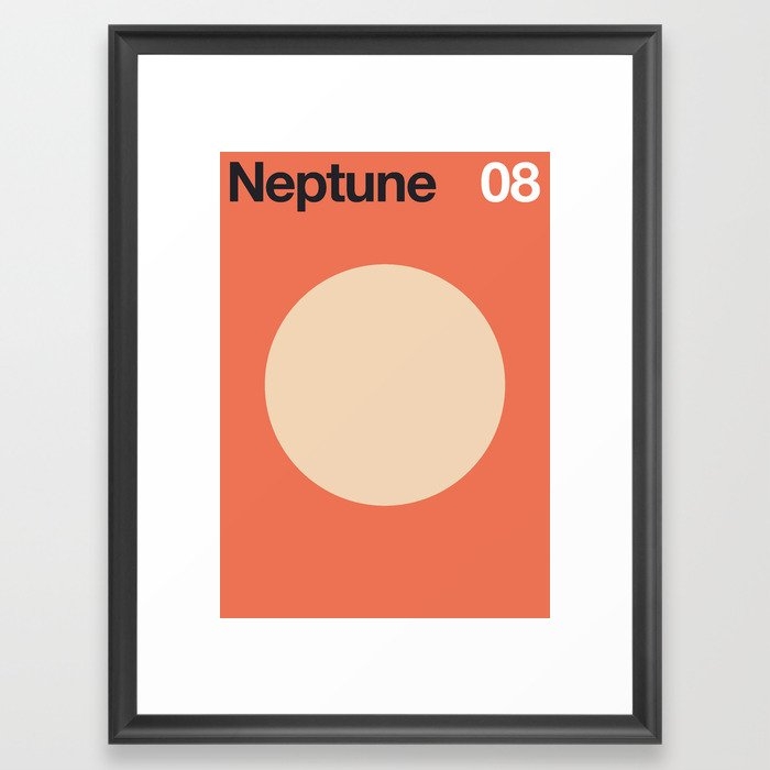 Neptune 08 - Minimal Planets Framed Art Print by Florent Bodart / Speakerine - Scoop Black - Medium(Gallery) 18" x 24"-20x26 - Image 0