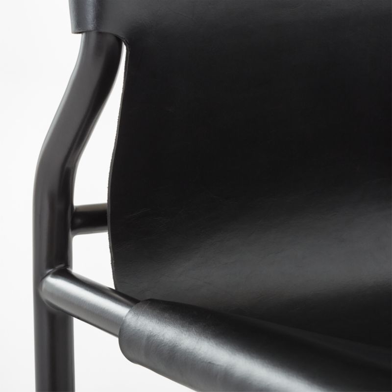 Surf Sling Black Leather Dining Chair - Image 5