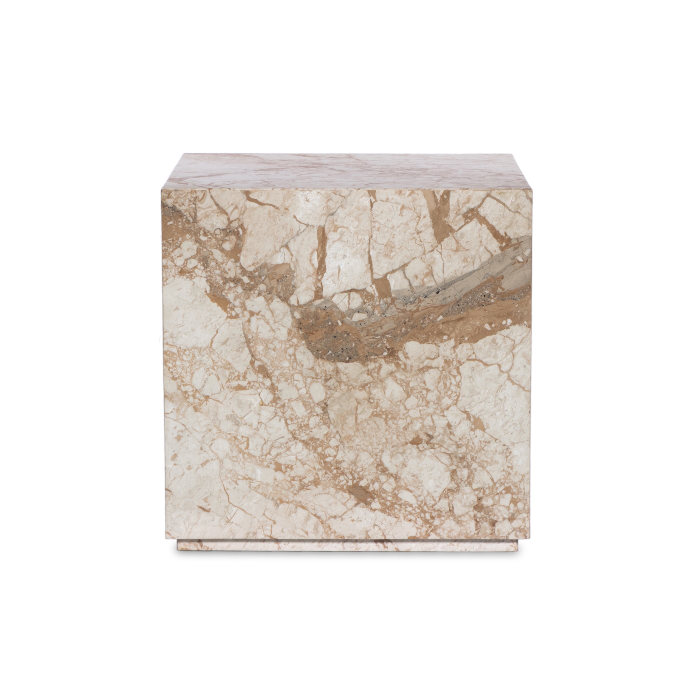 Modern Marble Plinth End Tbl-Desert Tpe - Image 4
