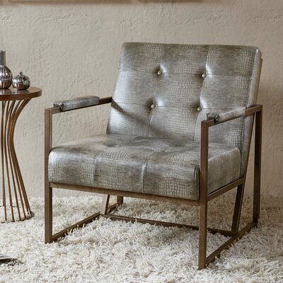 29" W Tufted Faux Leather Armchair - Image 0