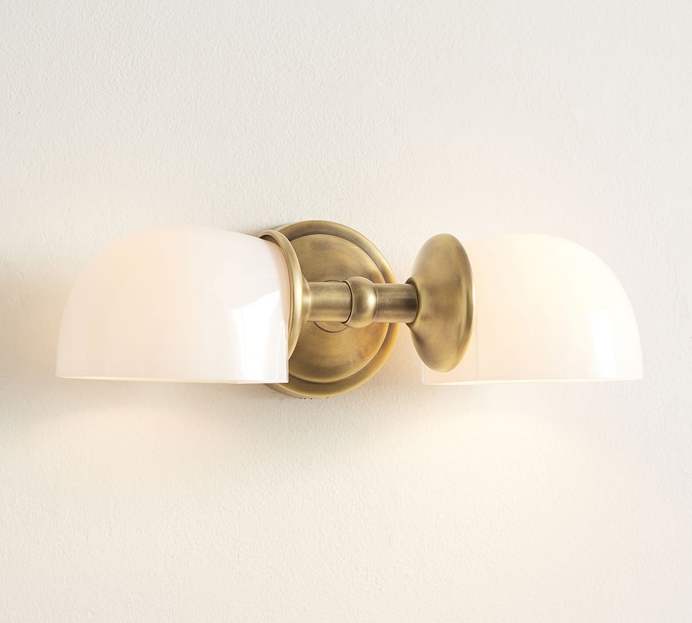 Tumbled Brass Mercer Traditional Horizontal Double Sconce - Image 0