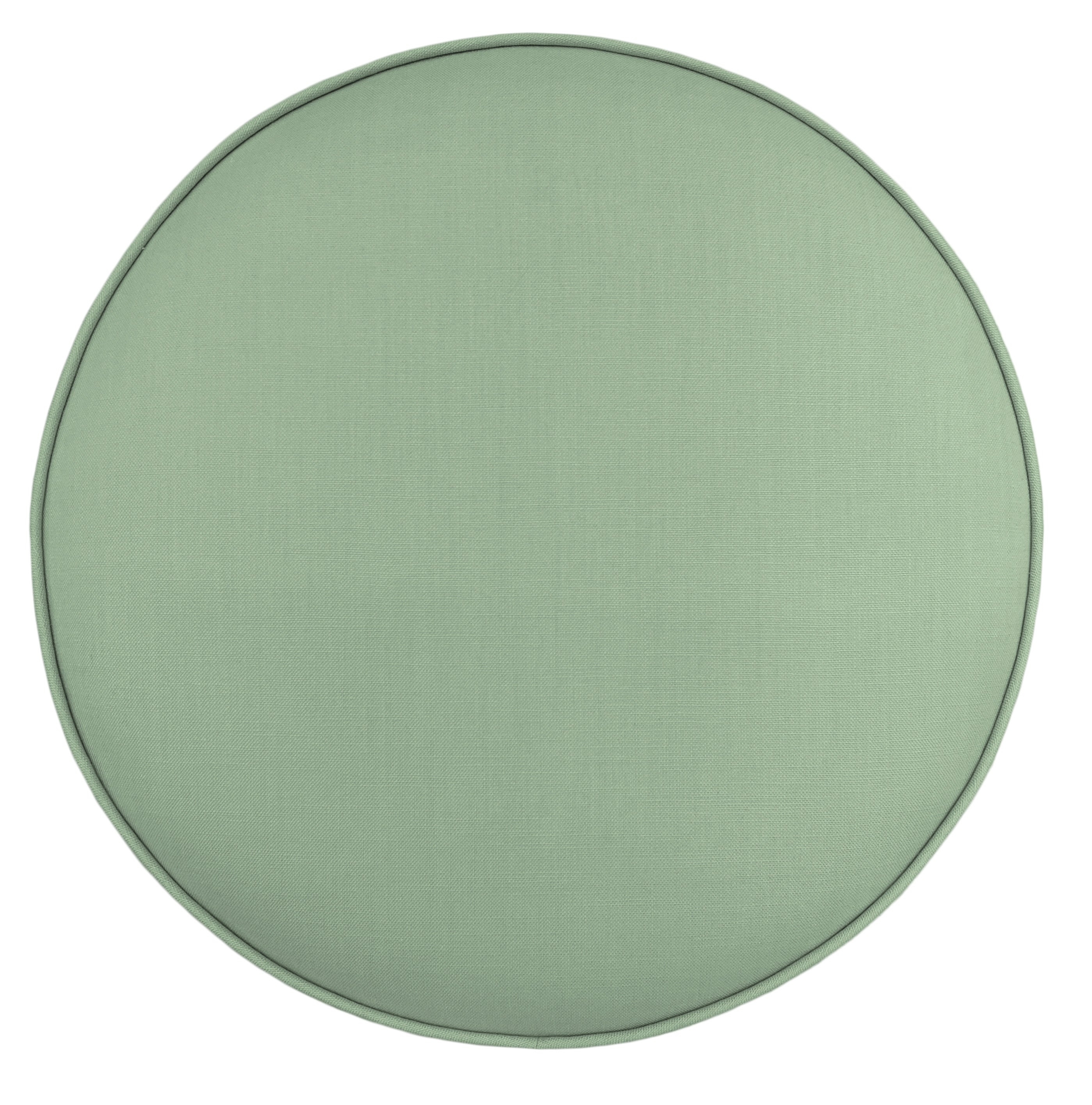 THE TIGHT ROUND OTTOMAN :: CLASSIC LINEN // EUCALYPTUS + BULLION FRINGE - 17" Diameter X 19" Height / Eucalyptus - Image 3