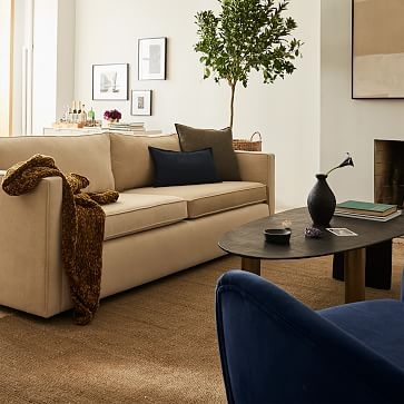 Harris 96" Multi-Seat Sofa, Petite Depth, Yarn Dyed Linen Weave, Frost Gray - Image 1