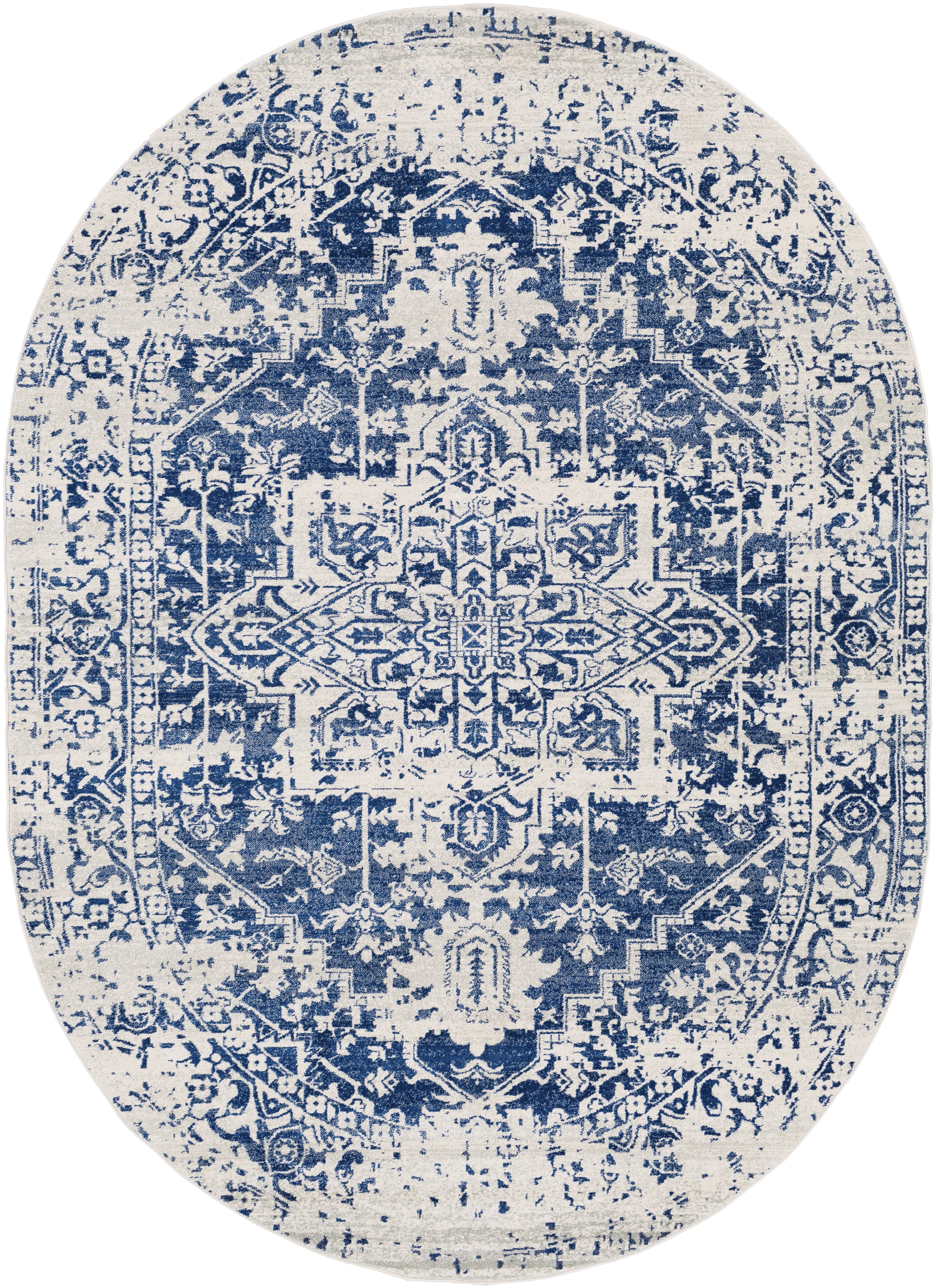 Harput Blue Indoor 6'7" x 9' Machine Woven Rug - Image 0