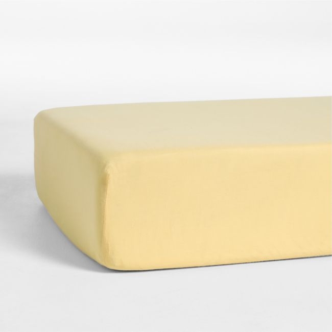 Supersoft Straw Yellow 100% Organic Cotton Gauze Baby Crib Fitted Sheet - Image 0
