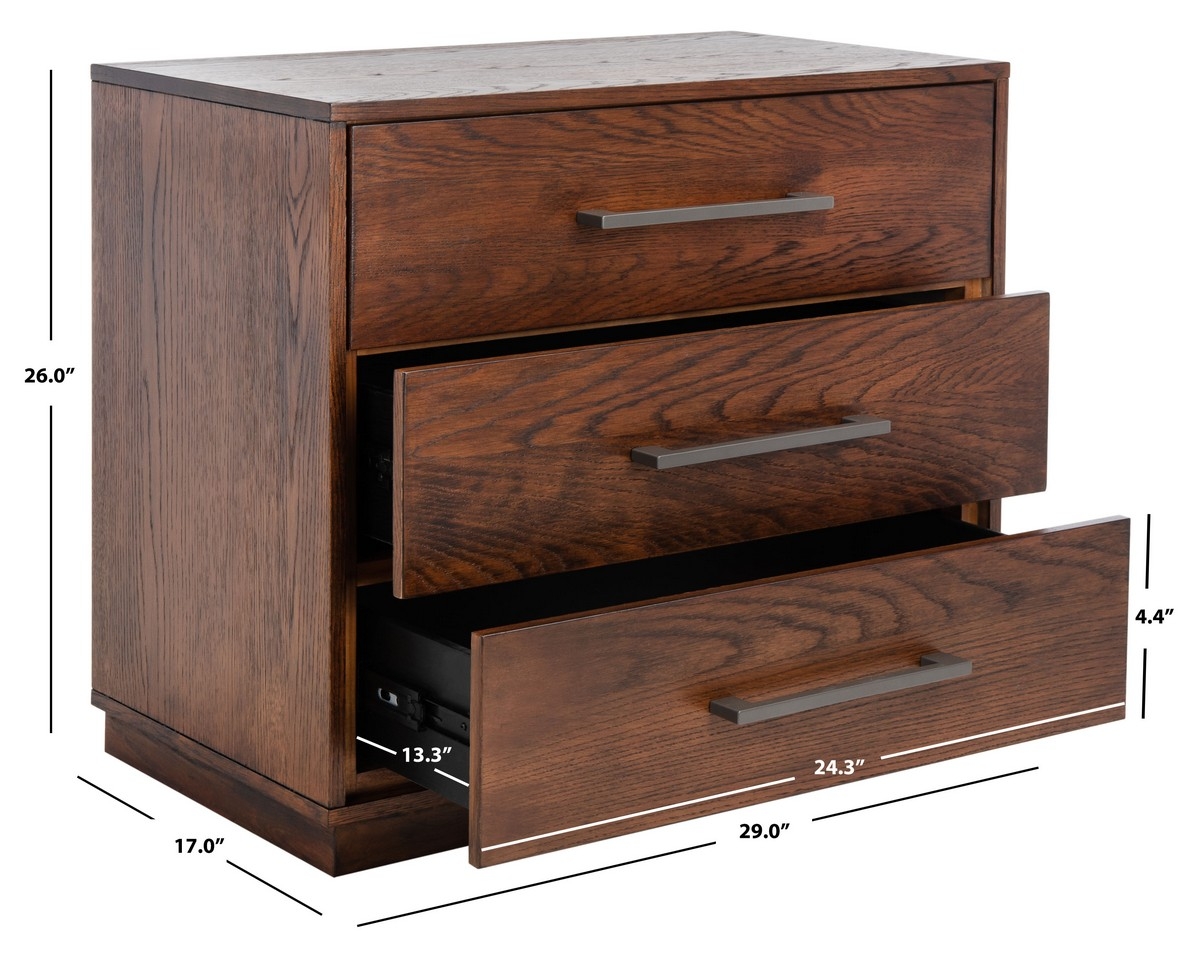 Mallory 3 Drawer Nightstand - Dark Brown - Image 9